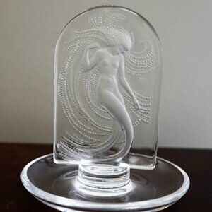 Lalique Vintage Crystal Mermaid Naiade Figurine with Trinket base